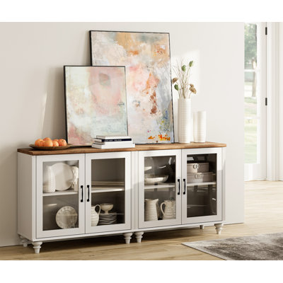 Buffet en bois manufacturé et robuste l 67,7 po avec tablettes réglables Scarlett