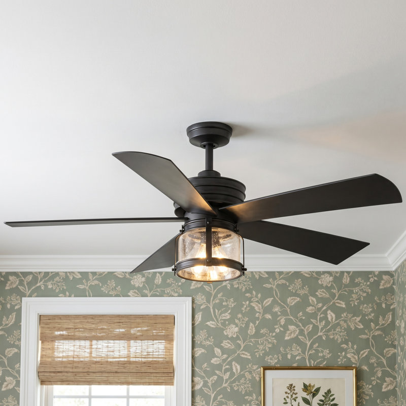 56'' Ceiling Fan with Light Kit, Blistered Iron