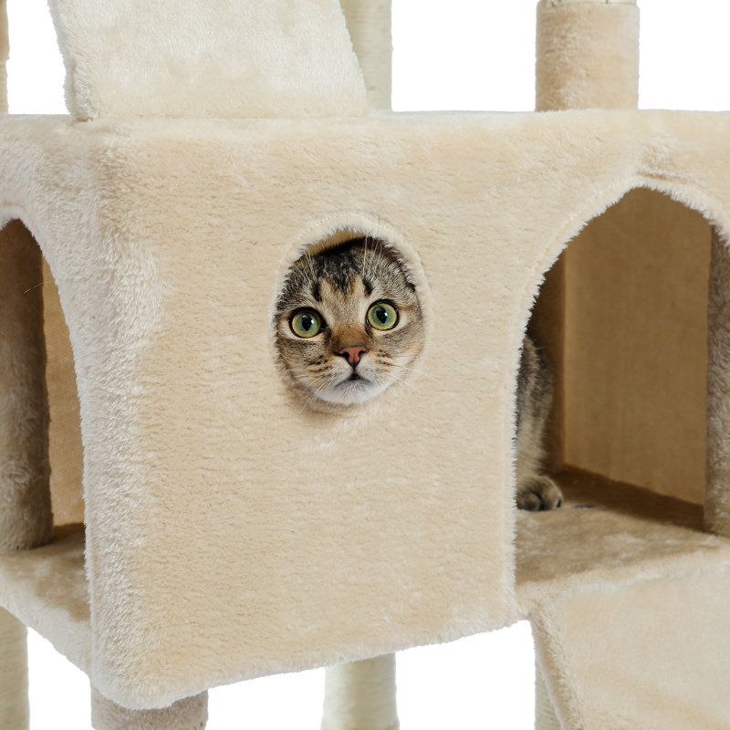 Grand chalet pour chat 69,3 po Chazman, Beige / blanc