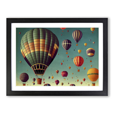 Retro Hot Air Balloons - Single Picture Frame Painting