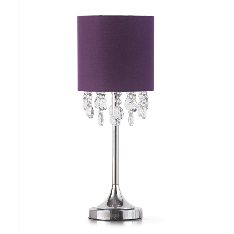 Lampe de table en chrome 22 po Elina, Mauve