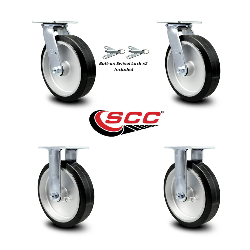 4 Piece Rubber on Aluminum Caster Set