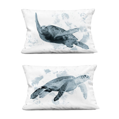 Stupell Industries Weathered Turtle Portraits 2 Piece Decorative Printed Throw Pillow Set Design By Marcus Prime In Gray
