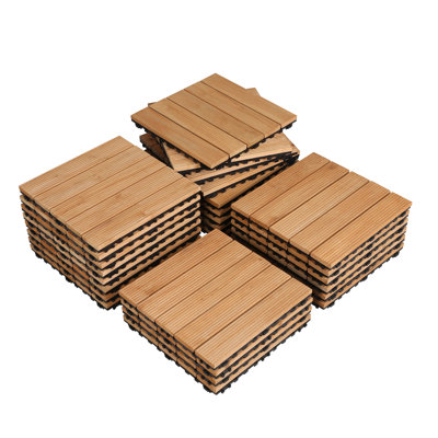 30cm L x 30cm W Interlocking Wood Deck Tile (Set of 27)