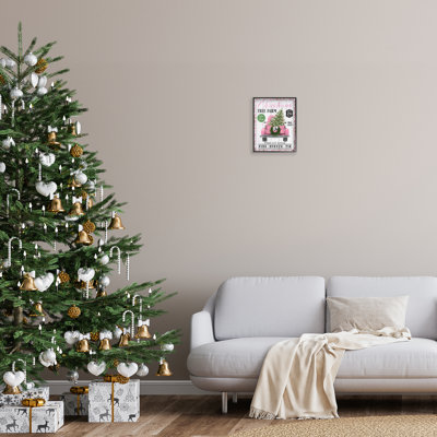 Art de la giclée encadrée de la ferme de l'arbre de Noël rose par Creatif Belle