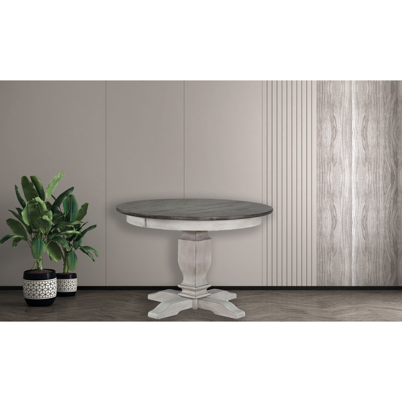 Florio Round Solid Wood Dining Table, Ash, White