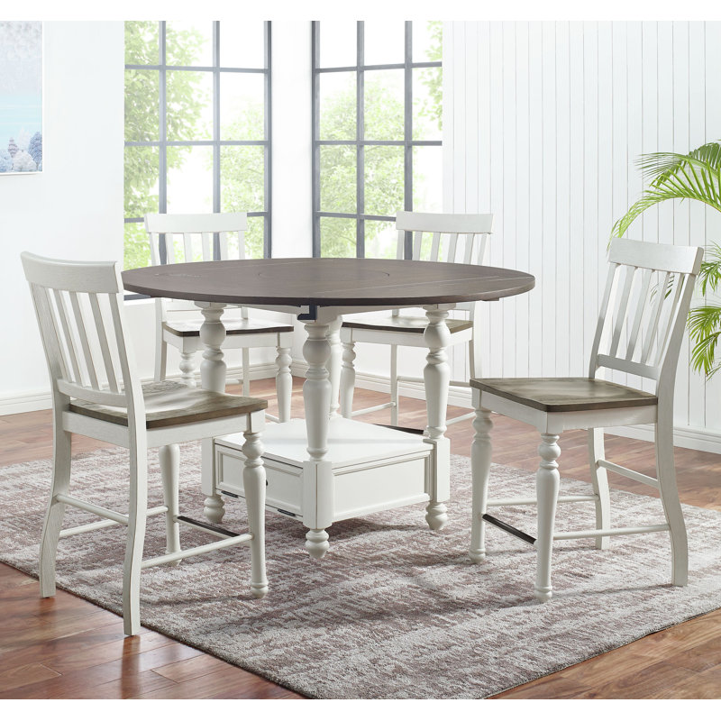 Garcelle Extendable Acacia Round Solid Wood Base Dining Table