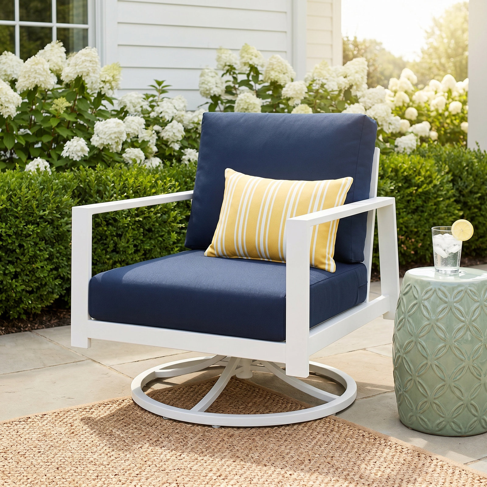 Townsend Sunbrella® Swivel Patio Lounge Chair, Canvas Navy