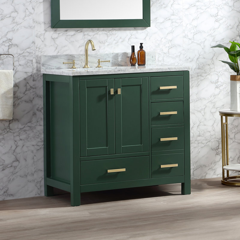 Ensemble de meuble-lavabo simple 36 po Whitney, Vert, Or