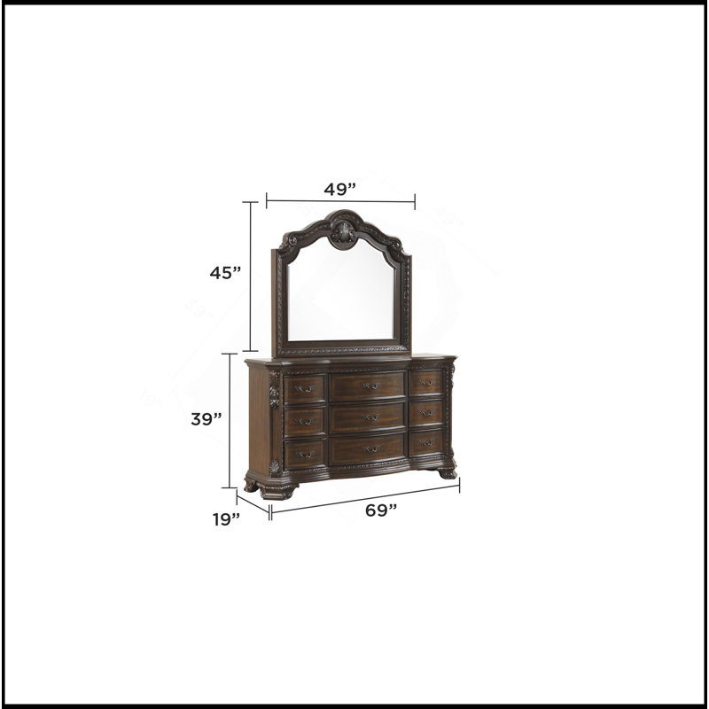Miroir de style traditionnel avec cadre en bois en noyer