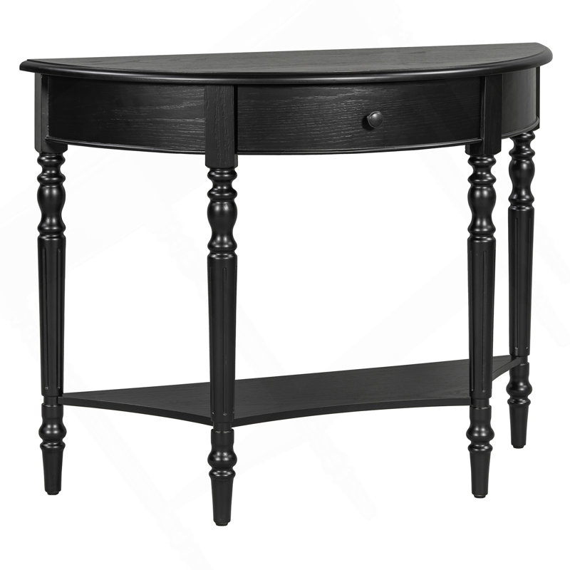 Console avec tiroir et tablette de style campagnard Farmhouse, Noir