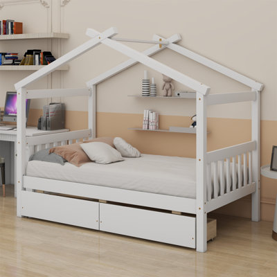 Lit en bois avec tiroirs