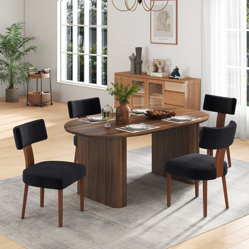 Ensemble de table de salle à manger extensible Modern Farmhouse, Noir, 5 pièces: table, 4 chaises, Chêne