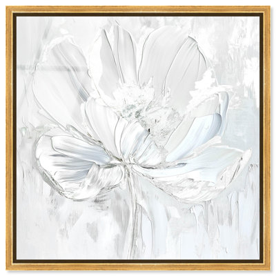 Magnolia II Framed High-Gloss Acrylic Glass Wall Art Floral Fine Wall Art by Art Remedy, Gold Frame, 20 x 20