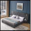 Structure de lit tapissier très grand avec tissu en chenille avec motif plissé, lit plateforme très grand avec base et tête de lit solide et table de chevet. Pas besoin de sommier tapissier - GRIS FONCÉ-1047424805-1047424802