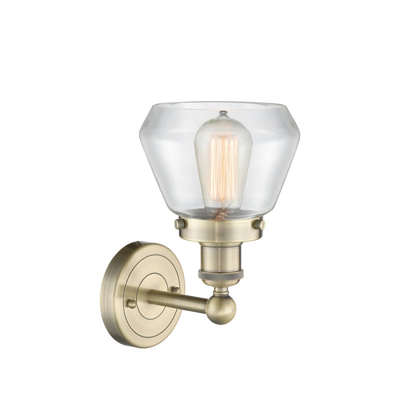 Carrboro Armed Sconce, Clear, Antique Brass