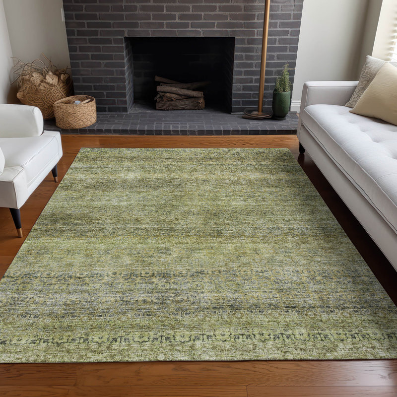 Machine Washable Indoor/Outdoor Cicel ACN1174 Aloe Rug, Rectangle 9' x 12'