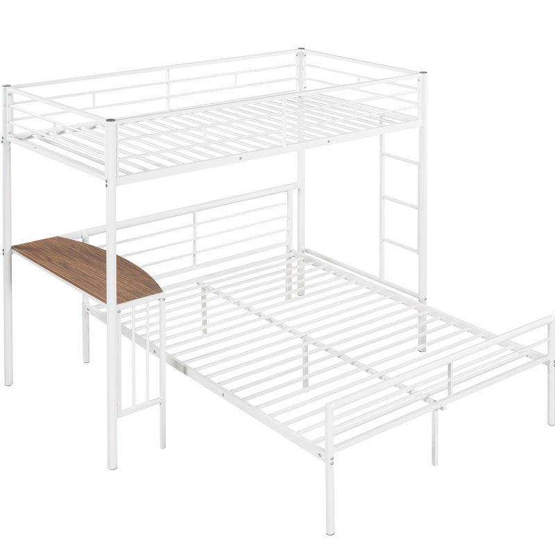 Lit superposé blanc métallique avec bureau et chambre polyvalente indispensable pour une vie confortable, Blanc