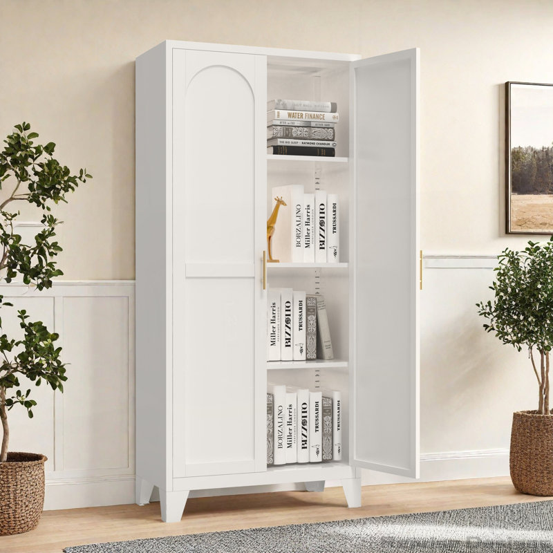  Armoire 2 portes avec serrure, Blanc, H 61,02 po x l 27,56 po x P 13,78 po