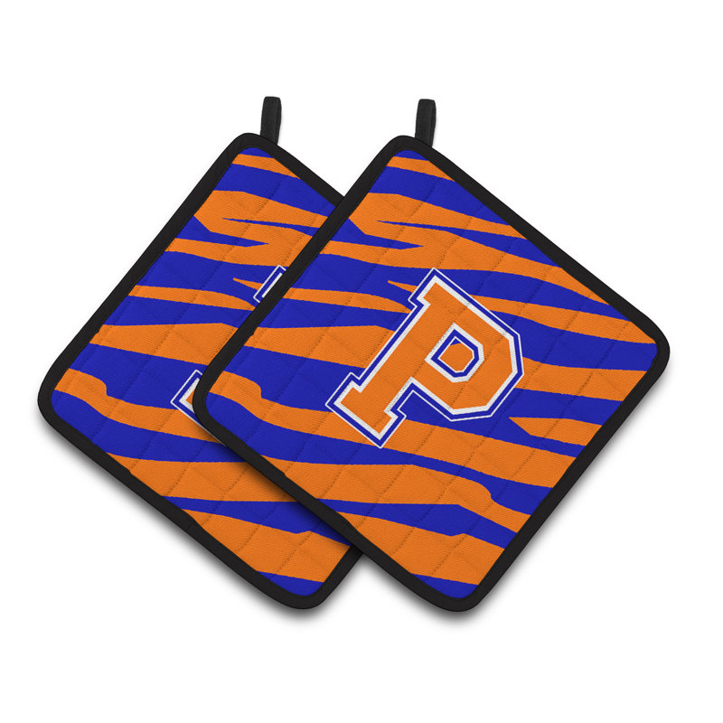 Tiger Stripe Potholder, P, Bleu / Orange
