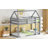 Twin Over Twin Rubber Wood Floor Bunk Bed, With Ladder,Guardrails,House-Shaped-Bunk Bed,Grey-264645398