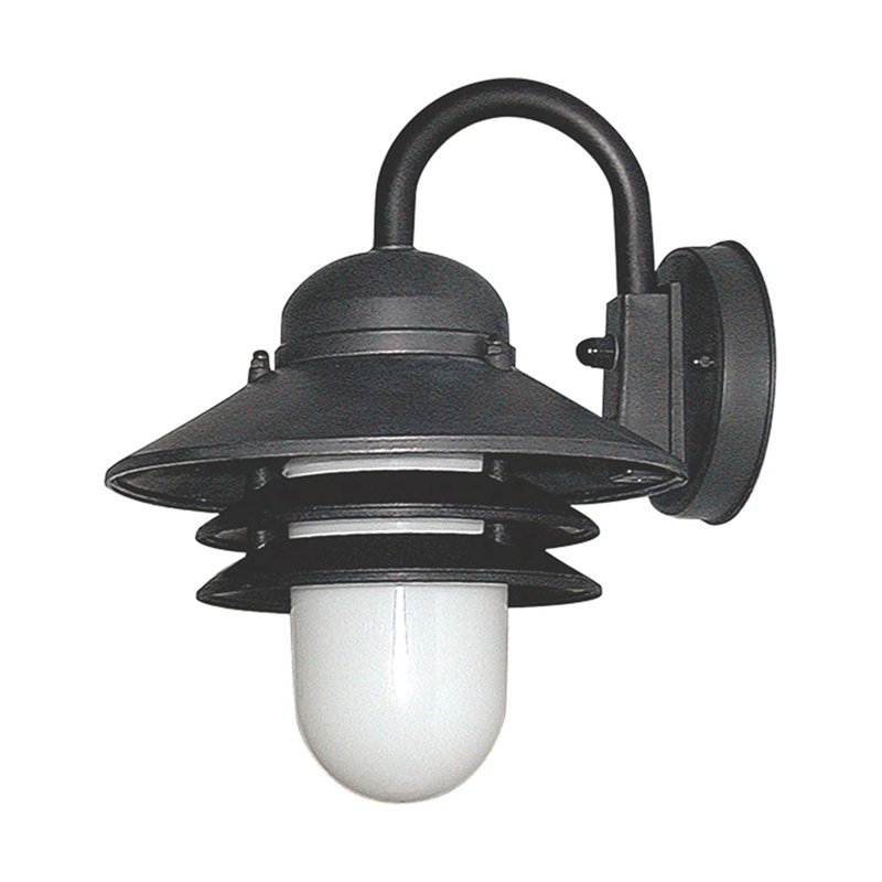 Solus Nautical Outdoor Wall Lantern, Black, 4000K, Opal