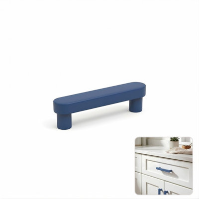 ROUS Hardware - Poignée d'armoire Mid-Century moderne, 3 po, polo (bleu marine) 