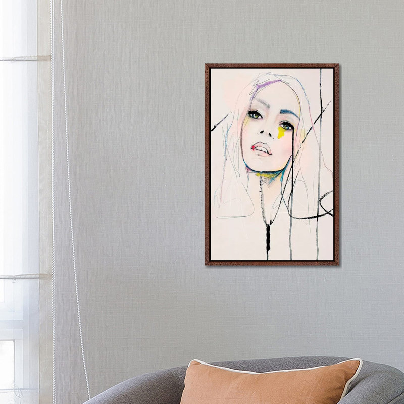 Mending Rapture by Leigh Viner - Print on Canvas, 66.04 cm H x 45.72 cm W, Classic Brown Wood Framed