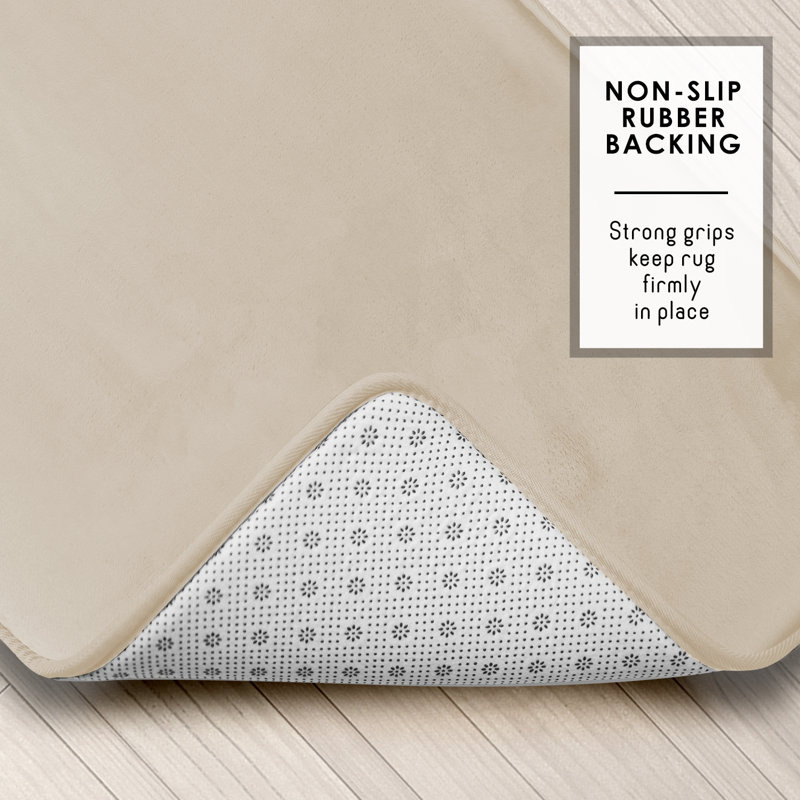Aighan 3 Piece Ultra Soft and Absorbent Memory Foam Bath Rug Set with Non-Slip Backing, Linen