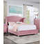 Grand lit tapissier rose en flanelle-67926778