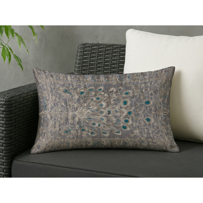 Coussin décoratif intérieur et extérieur Modern, Gris abstrait 137, Rectangle H 18 po x l 25 po