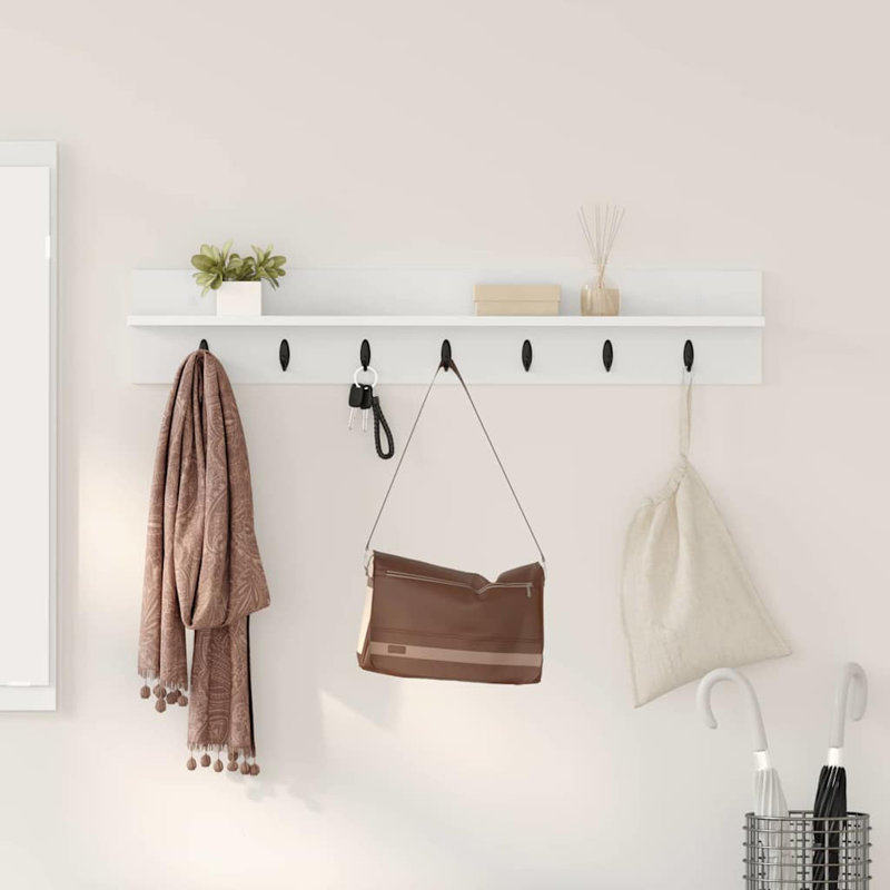 Wall-Mounted Coat Rack 100 X 10.5 X 18 Cm, White