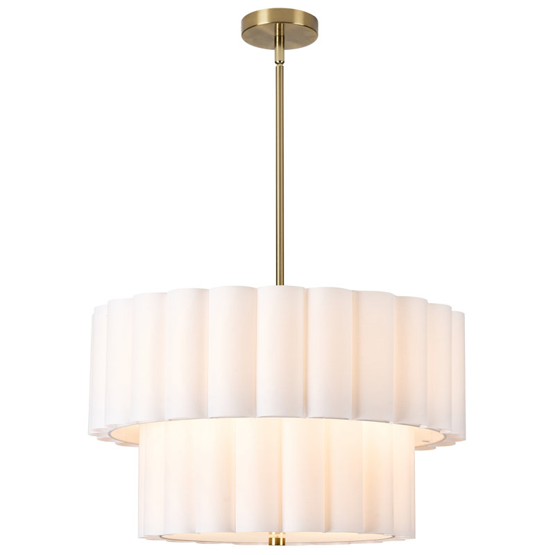 Luminaire suspendu à niveaux 4 lumières Kasten, Laiton vieilli, Blanc