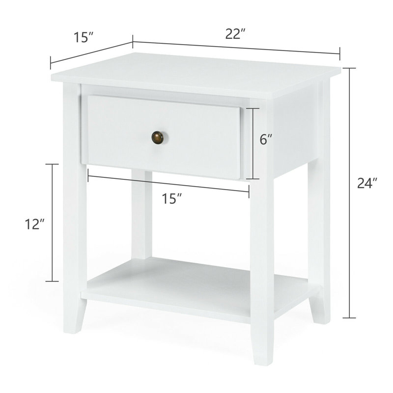 Table de chevet 1 tiroir Grose, Blanc