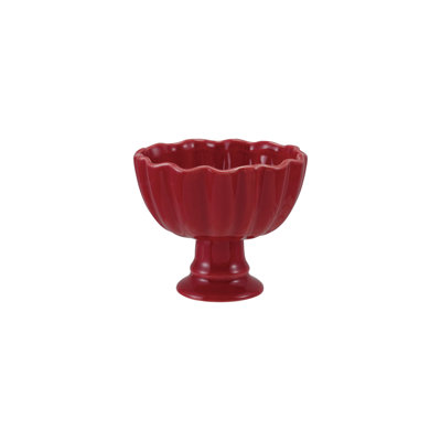 Bol à pied festonné en grès rouge