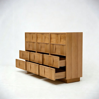 Mid-Century Solid Ash Wood Entryway Cabinet