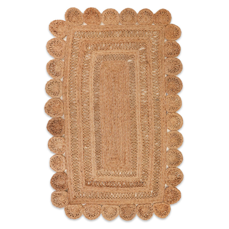 Valinda Hand Woven Jute Eco-Friendly Solid Area Rugs - 6' x 9', Rectangle, Beige Color, Oriental Design, Low Pile, Natural Fiber, Outdoor Indoor Handmade Area Rugs for Living Room, Bed Room