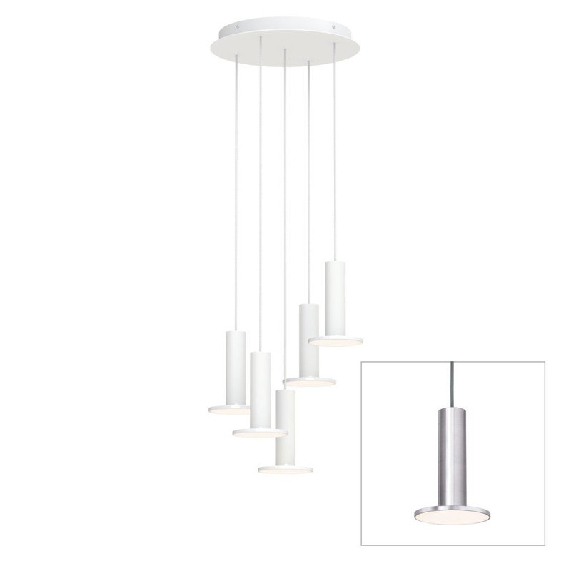 Lustre suspendu 5 lumières Cielo Hight, Aluminium / gris