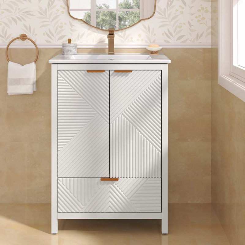 Meuble-lavabo de salle de bain avec lavabo, Blanc