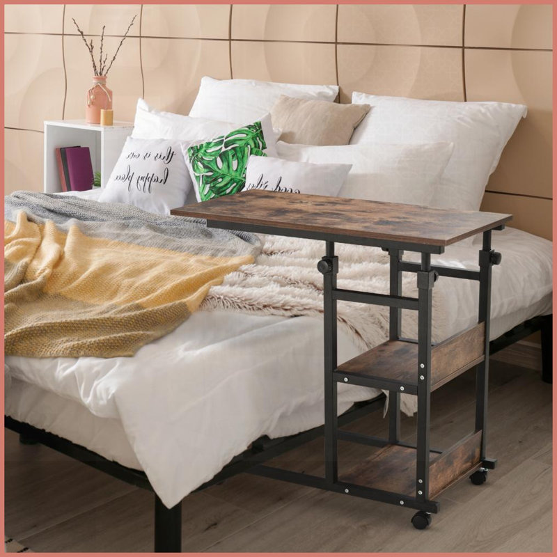 Table basse en H avec tablettes à 3 niveaux HOMcom, hauteur réglable Roulettes verrouillables pour faciliter le déplacement