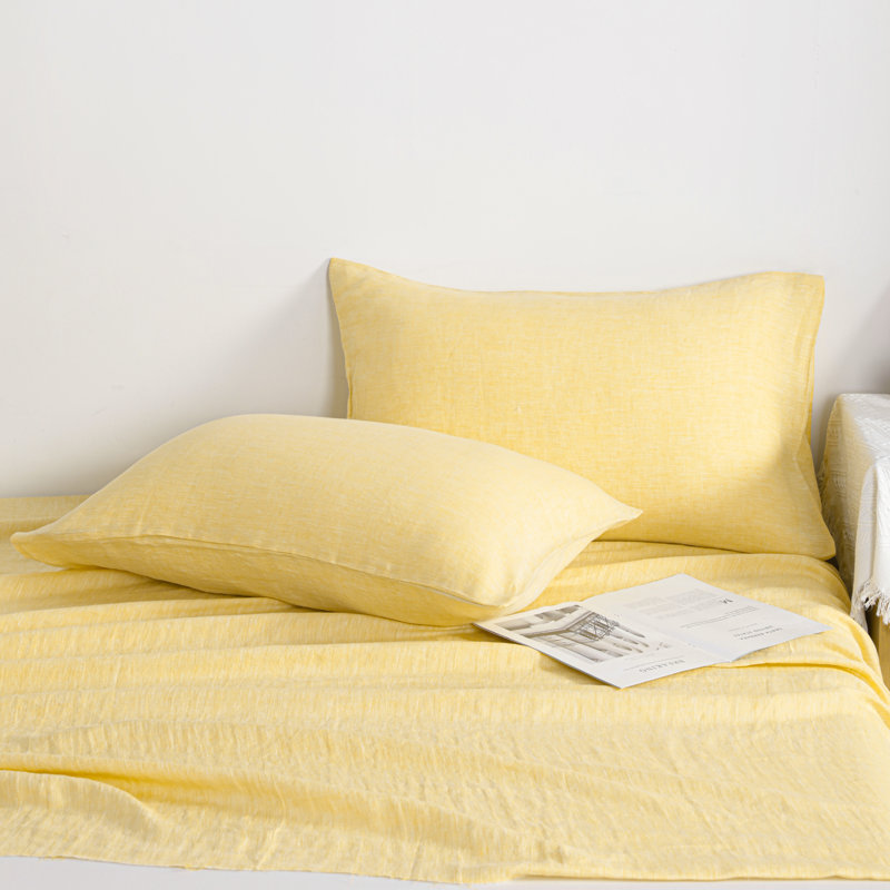 100% Linen Pillowcase, King (20x36 Inches), Yellow