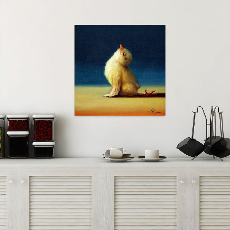 Yoga, poussin vers le haut, chien, art urbain contemporain, oiseau, H 18 po x l 18 po