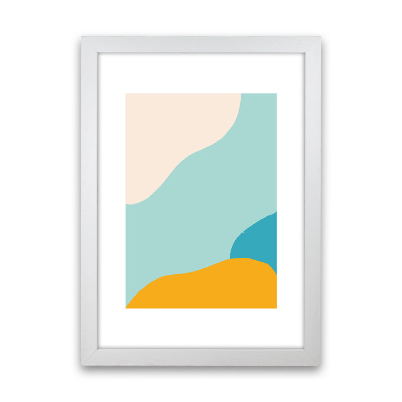 Mita Teal Abstract N18 by Pixy Paper - Print, 42cm H x 29.7cm W x 3cm D, White Framed