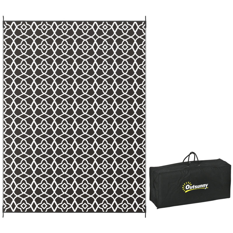 Tapis d'extérieur 9X12 réversible portatif imperméable pour camping-car, Rectangle 9 pi x 12 pi
