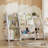 38.4'' W X 29.9"H Kids Bookcase 3-Tier Metal Book Display with Book Sling Shelf White
