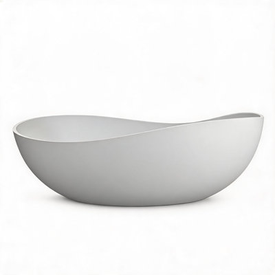 63 inch Matte White Solid Surface Deep Soaking Bathtub with Slip Resistant Contour