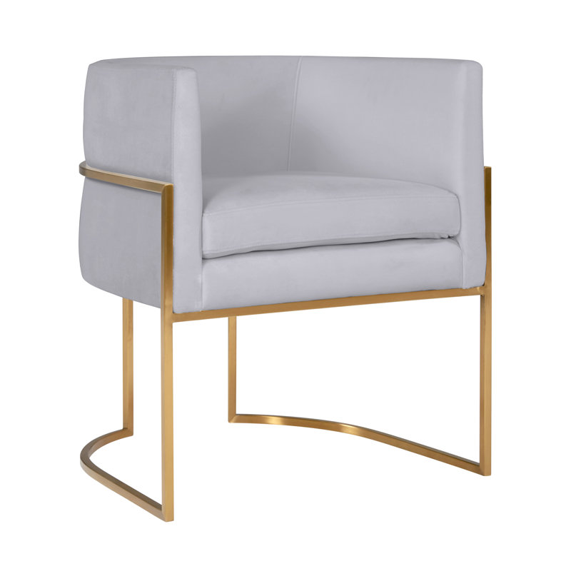 48.3cm H Velvet Upholstered Side Chair, Gold, Grey