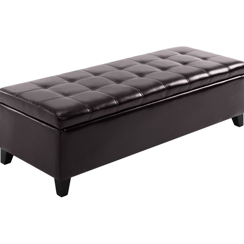 Dark Brown 51" Storage Bench, Faux Leather With Elegant Seat, For Living Room & Entryway Modern Inner Seat Box, And