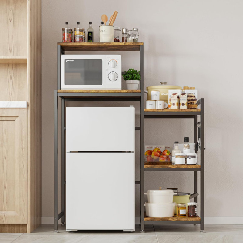 6-Tier Mini Fridge Stand With Storage,Mini Fridge Shelf,Mini Coffee Bar With Mini Fridge Space,Baker Racks,Microwave Stand,Mini Fridge Cabinet With Storage