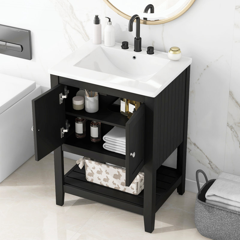 Lavabo de salle de bain moderne et élégant en céramique, Noir, noir, noir, noir